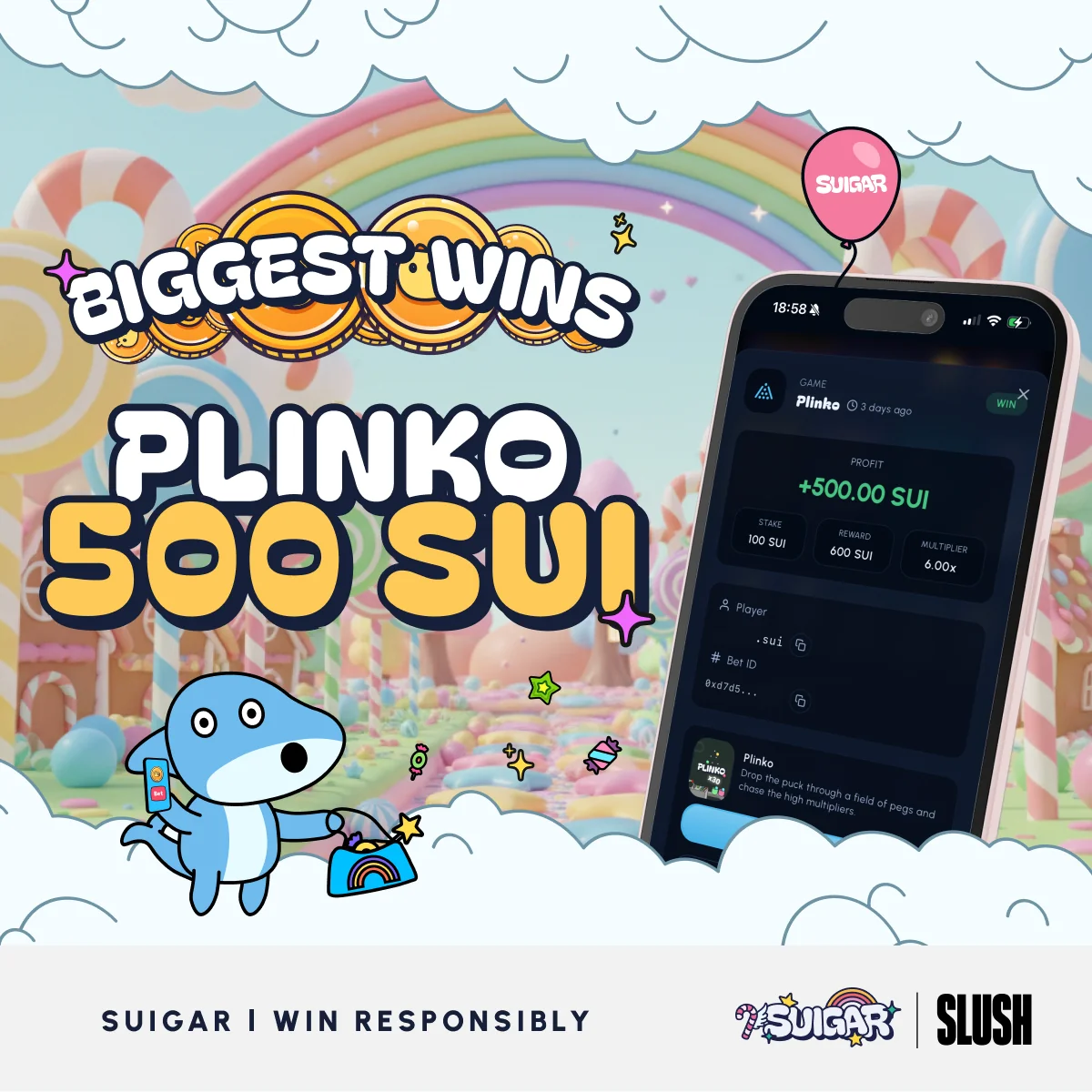 Plinko win 500 SUI — Suigar Games